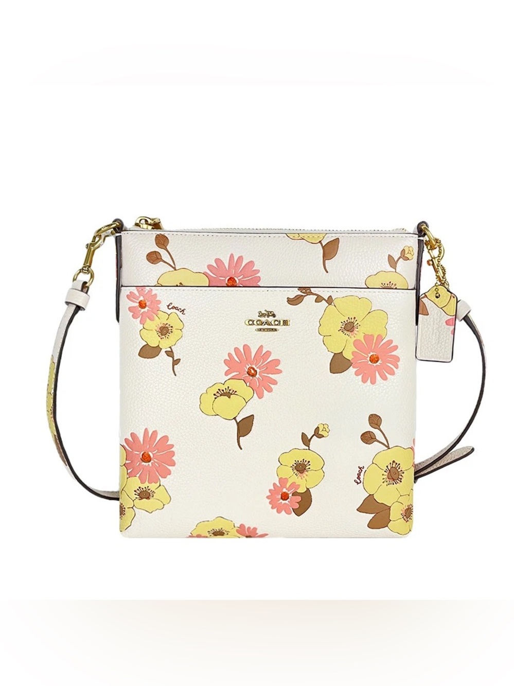 Coach Kitt Messenger Crossbody Bag With Cream and Floral Print